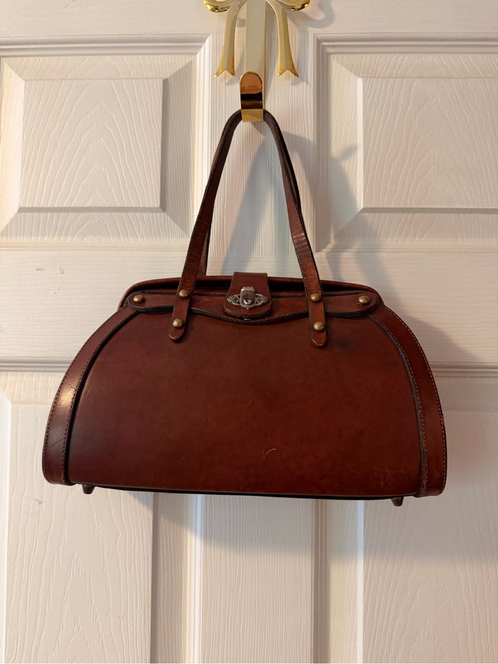 👜✨🤎 Rare Authentic Vintage 1970 John Romain Brown Leather Doctor Handbag 🤎✨👜 - Picture 3 of 16